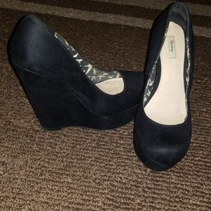 Black Suede Wedges
